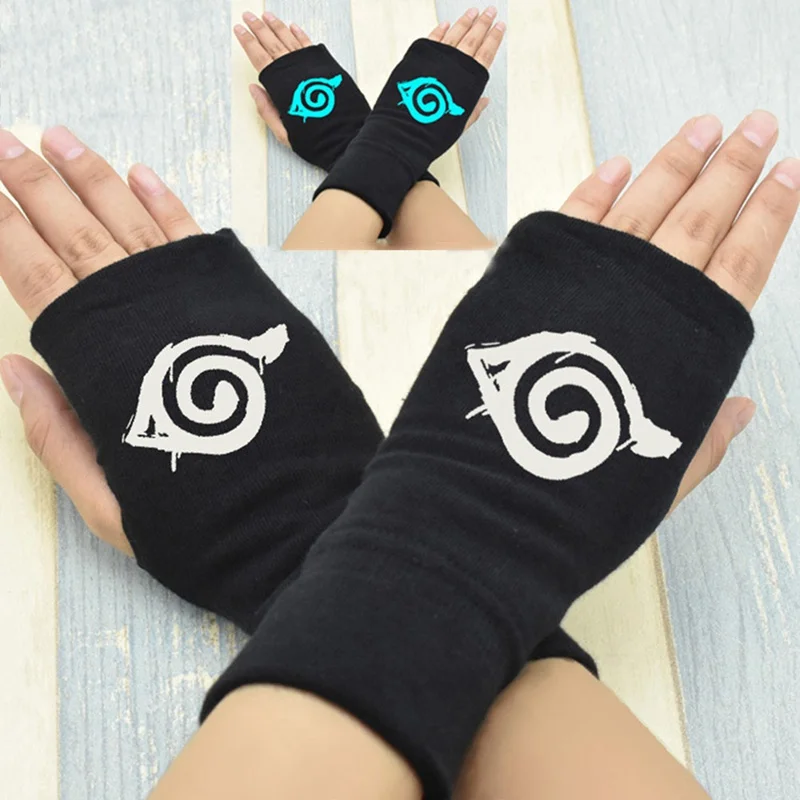 Модные перчатки без пальцев 11 видов стилей Аниме новые Sharingan полупальцевые вязаные утепленные хлопковые перчатки Uchiha Sasuke
