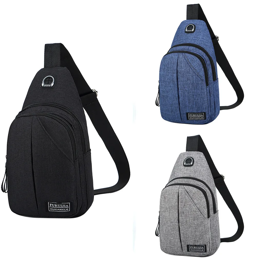 

2019 Tops Men Oxford Solid Zipper Hobos Waist Cloth Chest Bag Wild Small Bag Fashion Casual Pockets