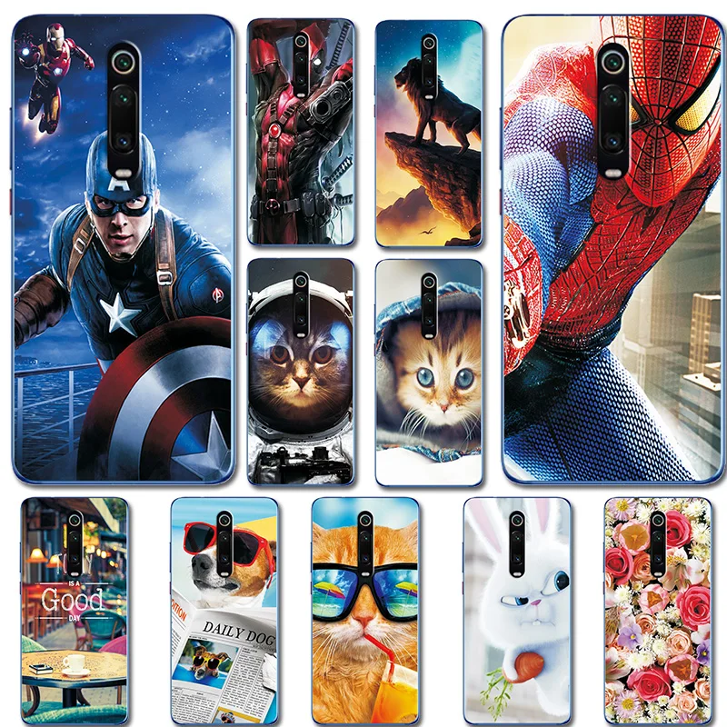 

Phone Bags For Xiaomi Redmi k20 Pro Spiderman Silicon Case Cover Cute Animal Brilliant Fundas For Redmi K20 K20 Pro Back Cover