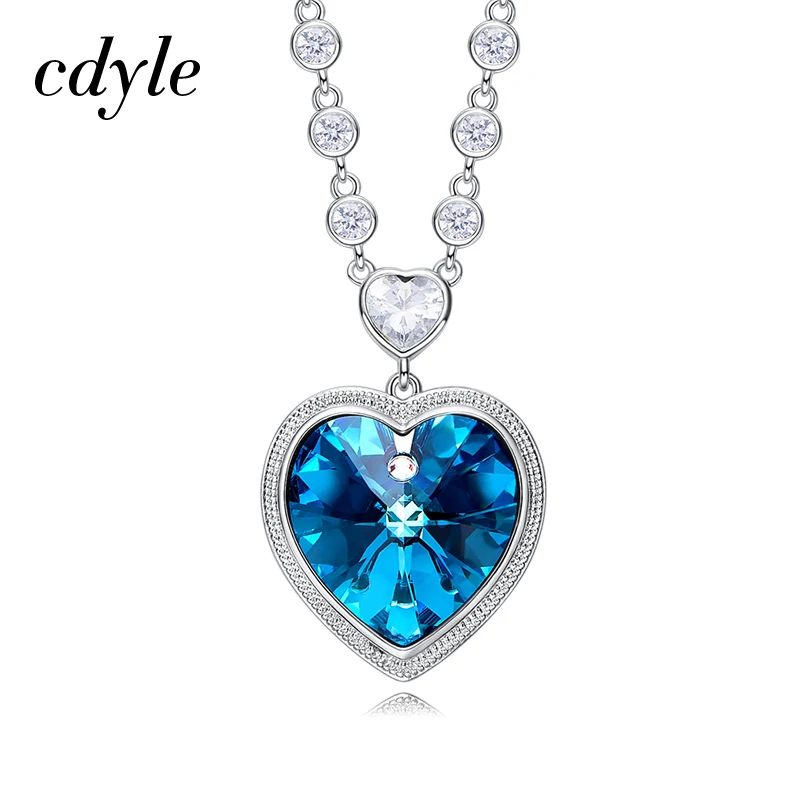 

Cdyle Embellished with crystal Angel Heart Necklaces Purple/Blue Heart Pendant Necklace Best Gifts For Women