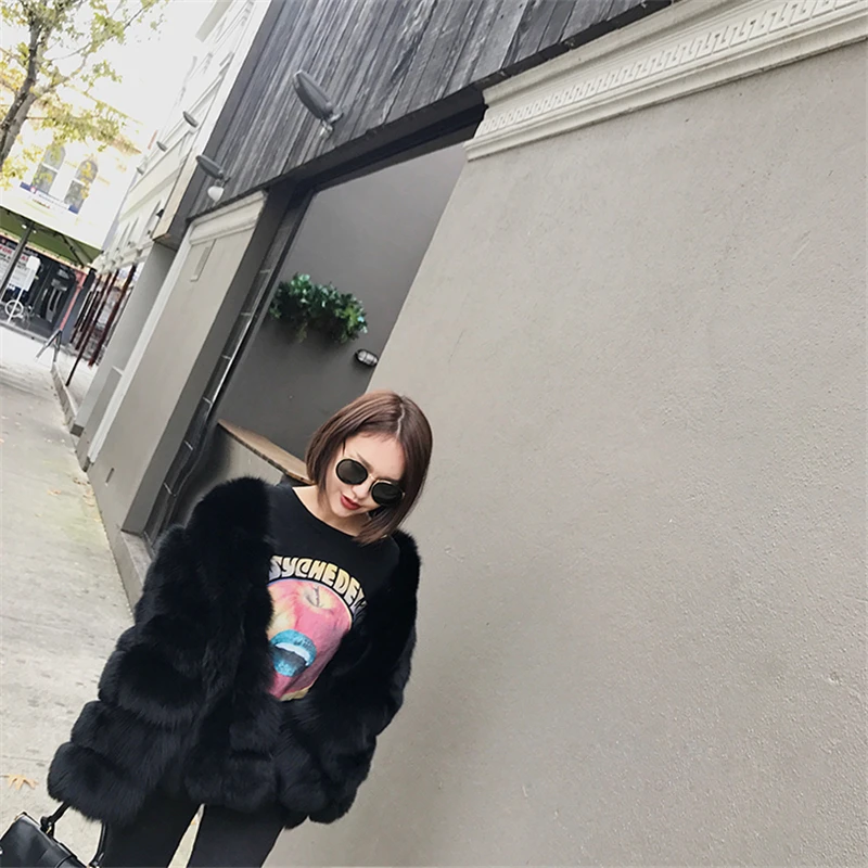 Perfect 100% Real Fox Fur Women Short Warm Coat Ladies Winter Black Coffee Cream Fur Jacket Outerwear Natural Coat Size S-XL for Women 7