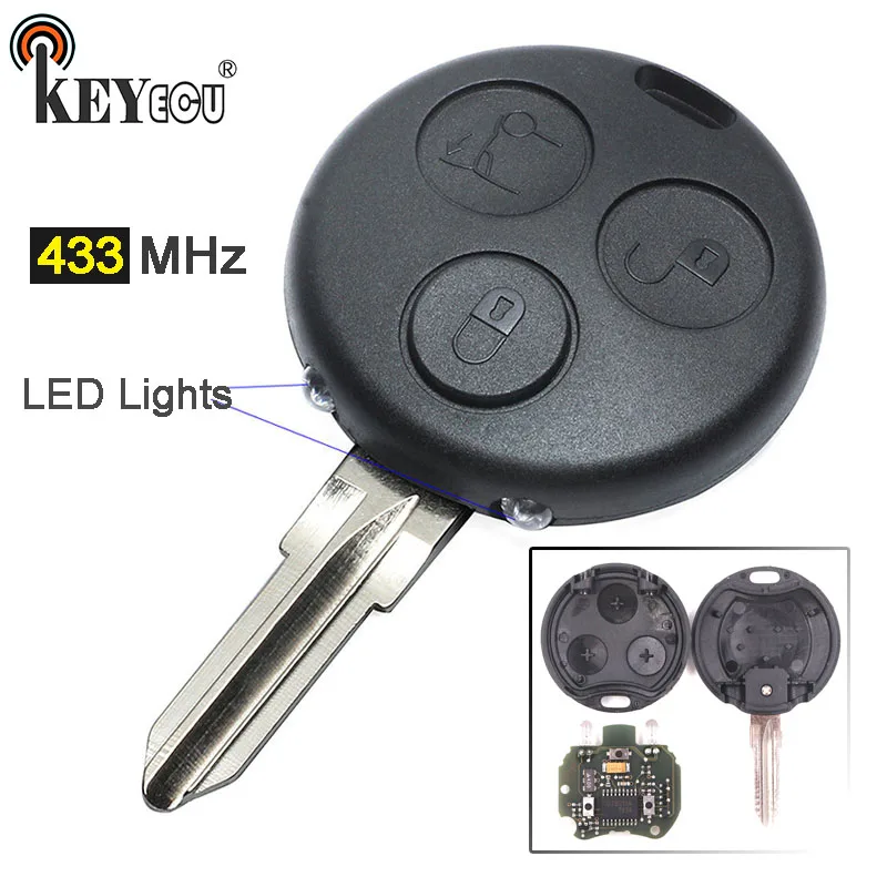 KEYECU 1x/ 2x 433MHz 3 Button Remote Car Key Fob for Mercedes Benz Smart Fortwo Forfour City Roadster Crossblade Infrared Lights KEYECU 1x/ 2x 433MHz 3 Button Remote Car Key Fob for Mercedes Benz Smart Fortwo Forfour City Roadster Crossblade Infrared Lights