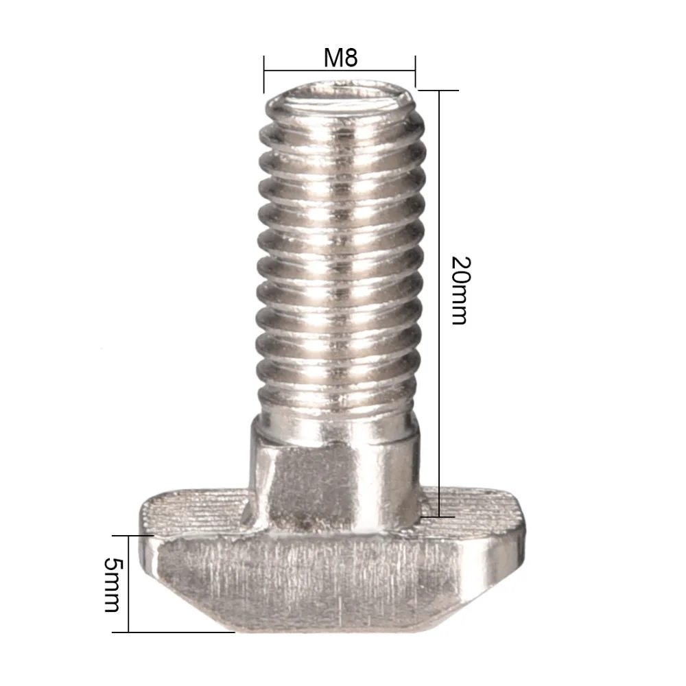 Uxcell M8 20pcs Bolts Thread 20mm T Slot Drop In Stud Sliding Screw