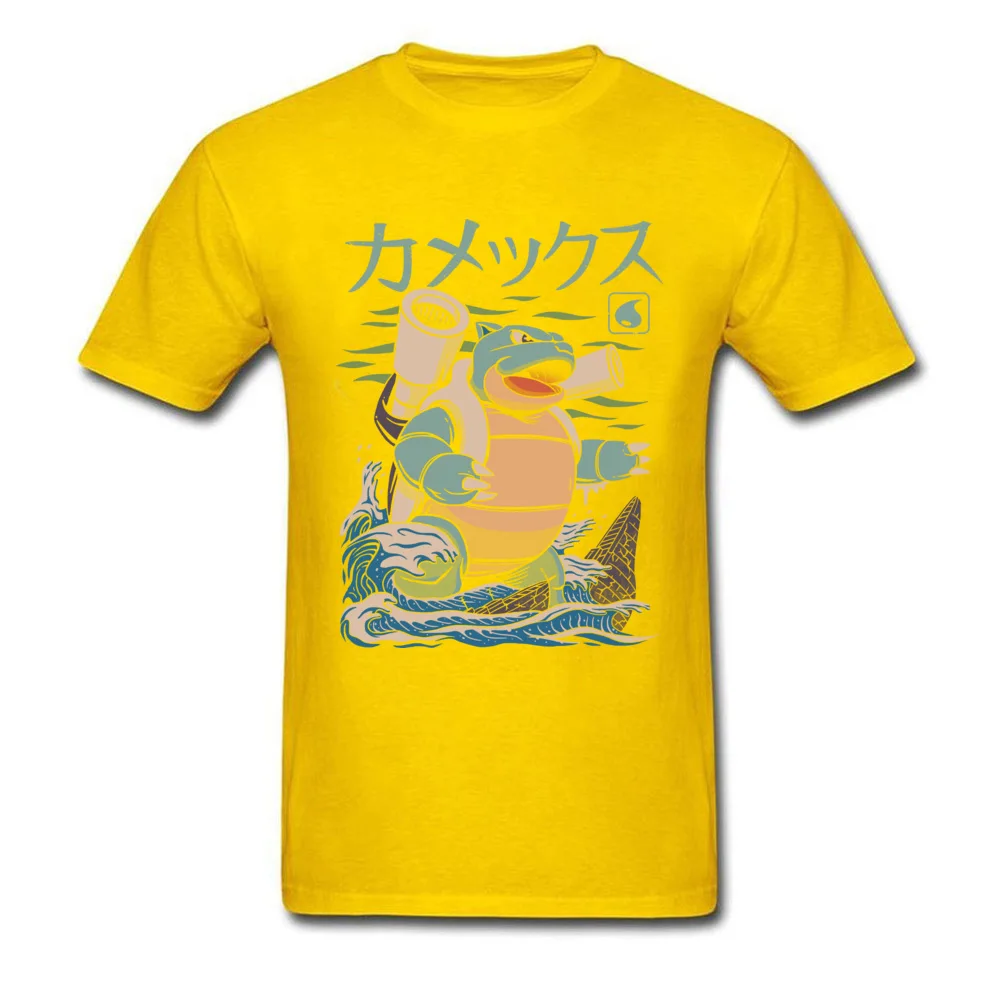 Water Kaiju Cotton Fabric Tops Shirts for Students Print T Shirt Casual Graphic Round Collar Sweatshirts Short Sleeve Water Kaiju yellow