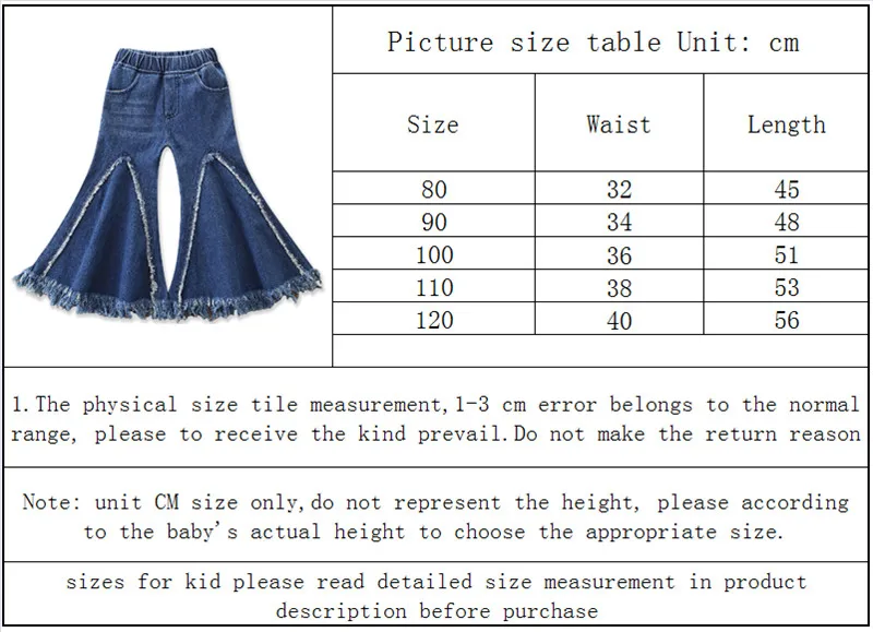 SAMGAMI для маленьких девочек лето Европейский Стиль джинсовые штаны Модные расклешенные брюки джинсы с эластичной резинкой на талии модная детская одежда