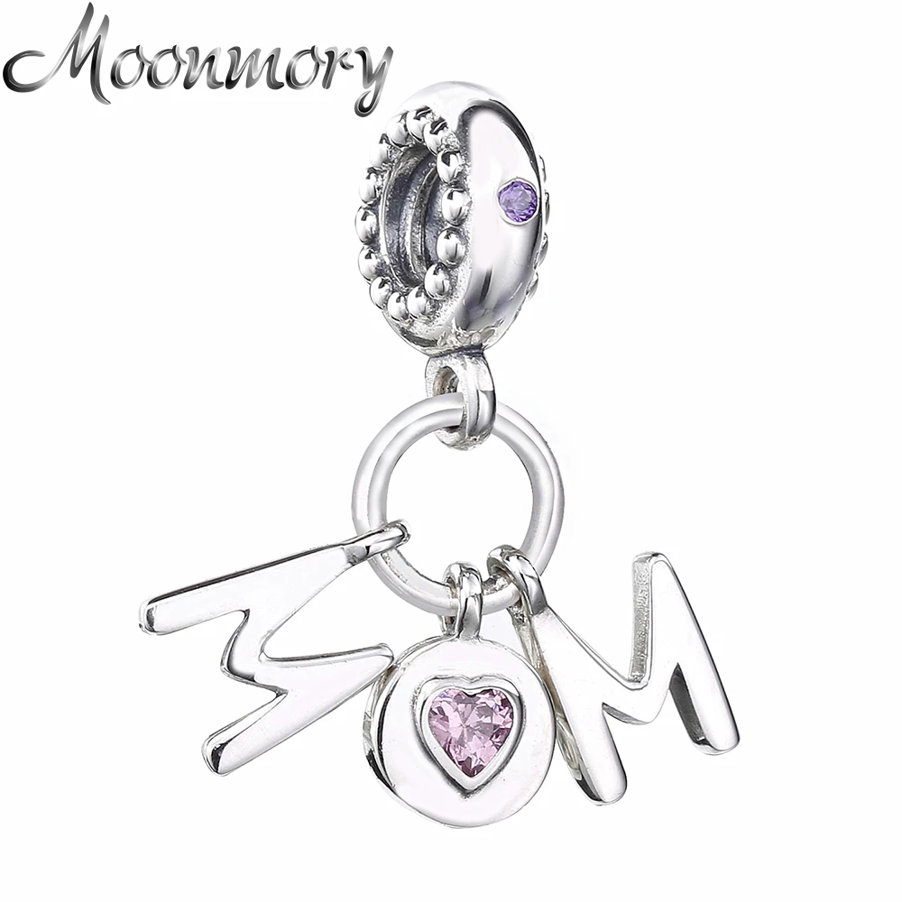 

Moonmory 2018 Real 925 Sterling Silver Perfect Mom Dangle Charms with CZ Fit for Brand Bracelet&Bangle Mother's day Gift