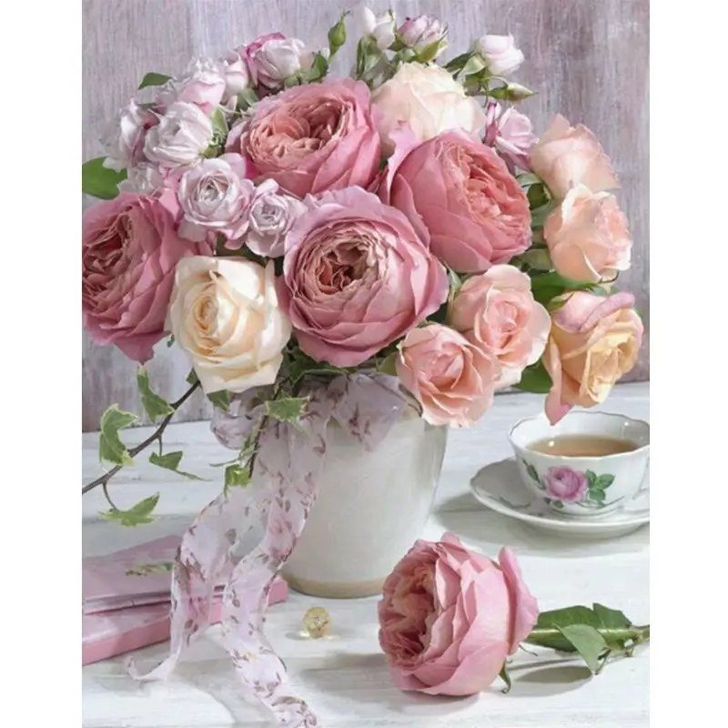 

Flowers DIY 5D Full Drill Diamond Painting Embroidery Cross Stitch Kit Rhinestone Mosaic Home Decor Craft