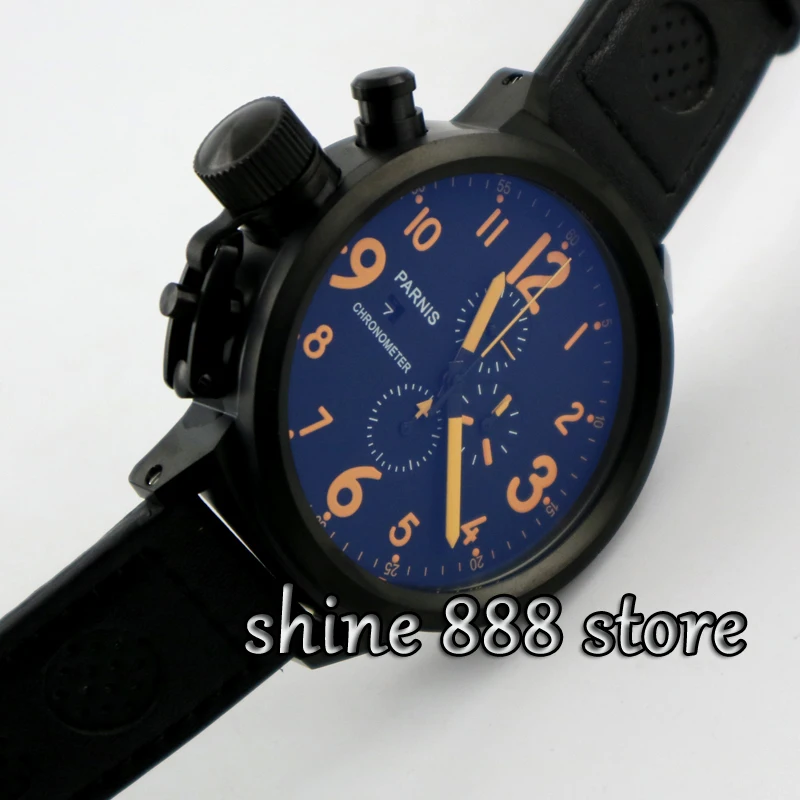 

Parnis 50mm Full chronograph Stainless steel case Quartz Lefty men Day Watch