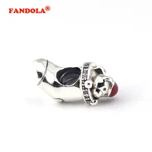Подходит для Pandora шармы браслеты стерлингового серебра ювелирные изделия рождественские чулки бусины с красной эмалью