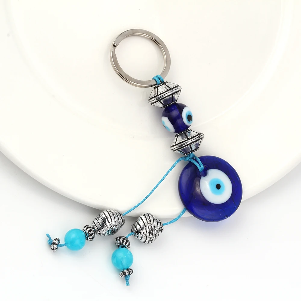 Lucky Eye стеклянный злой брелок для ключей в форме глаза Турция синий брелок автомобильный брелок для женщин мужчин ювелирные изделия ручной работы EY1073