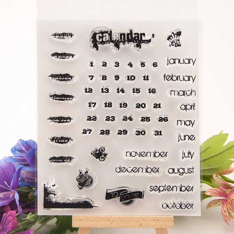 

Calendar Words Transparent Clear Silicone Stamp for Seal DIY Scrapbooking Photo Album Decorative Clear Stamp Sheets