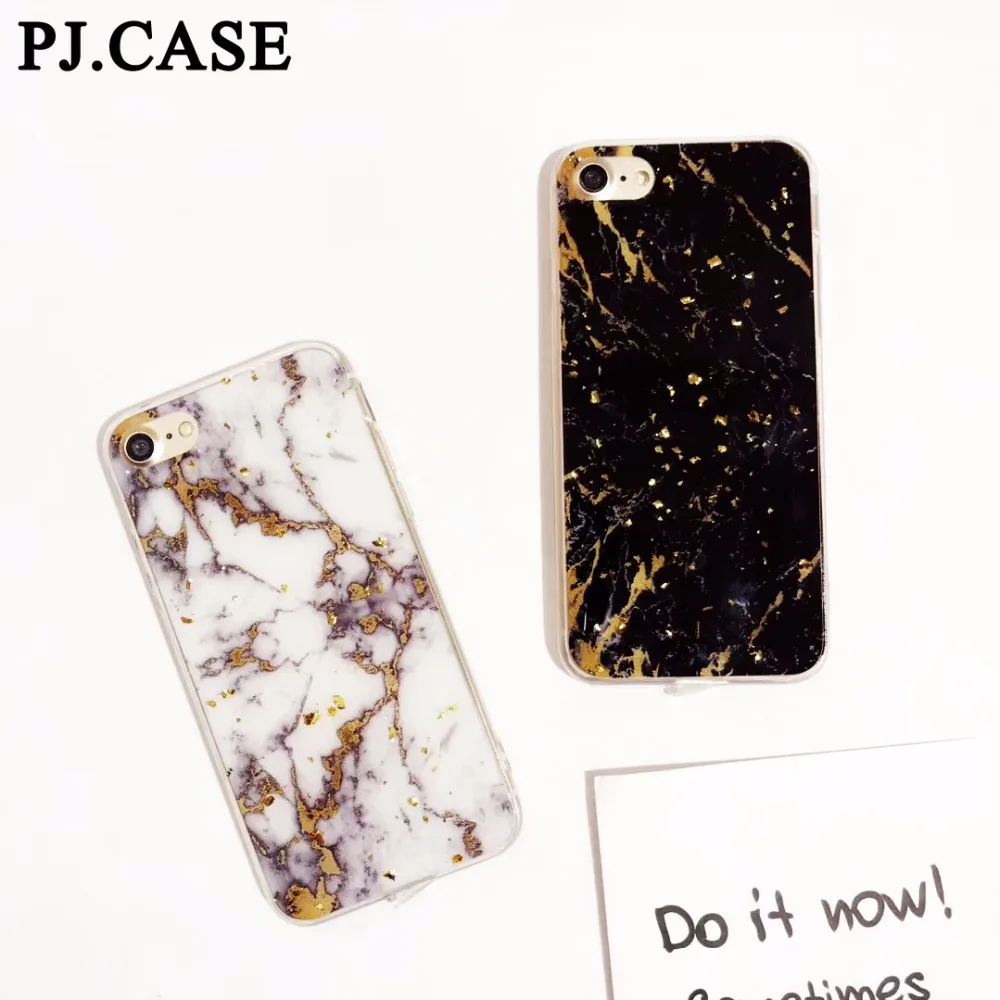 PJ.CASE Luxury Foil Marble Skin Cover for iPhone 6 6S Plus 7 8 Case Shockproof Soft TPU Capa Funda X Coque |