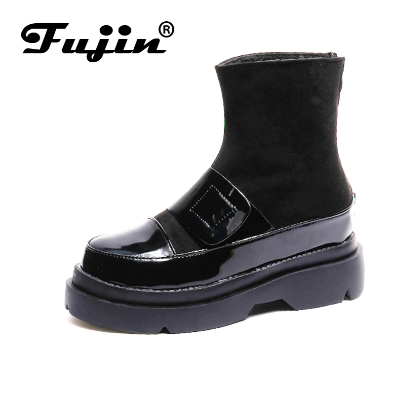 

Fujin Brand Women Ankle Boots Buckle Strap Keep Warm Boots Winter Autumn Shoes for Women Shoes