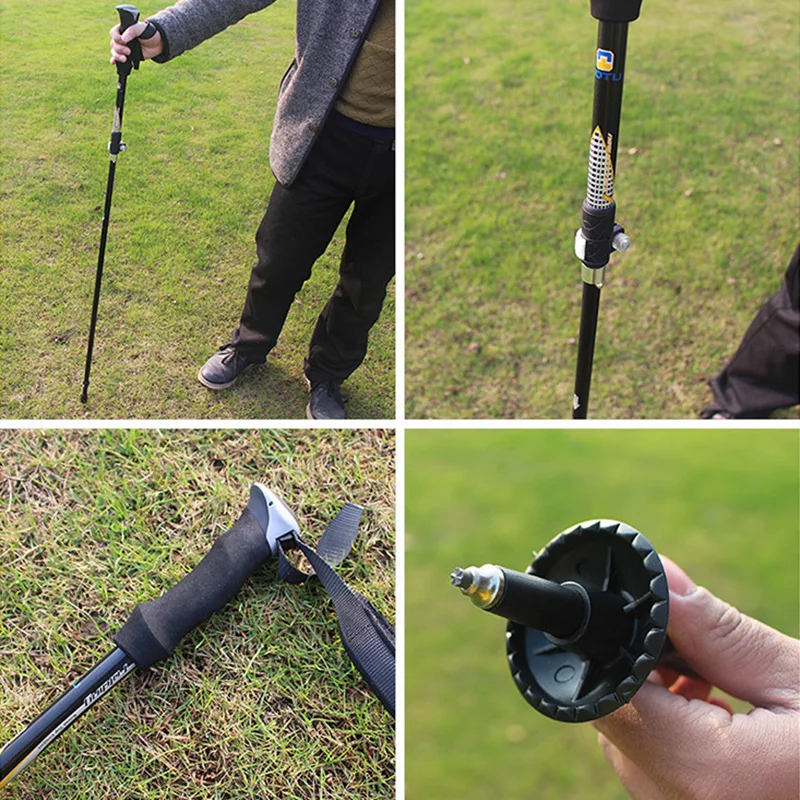 Plegable bastones ajustable plegable polos externa con sistema de bloqueo rápido nieve y barro cesta para Trekking escalada Plegable bastones ajustable plegable polos externa con sistema de bloqueo rápido nieve y barro cesta para Trekking escalada
