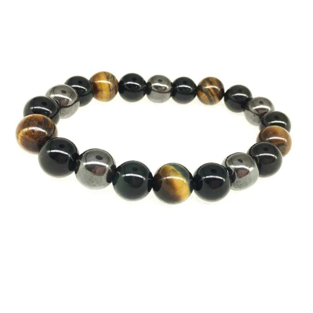 

Simple Personality Natural Black Obsidian Hematite Tiger Eye Beads Bracelet Jewelry Gift for Men Women