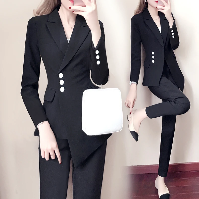 2018 spring autumn new female slim temperament small suit womens spring two-piece suit sets women large size pant suit for women 2018 spring autumn new female slim temperament small suit womens spring two-piece suit sets women large size pant suit for women