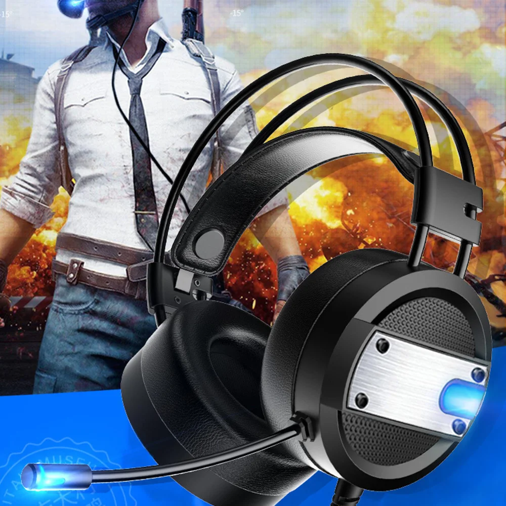 Hot Gaming Headphone Headsets For PC with Microphone Gamer Earphone Interface LED Volume Control Over ear Glowing Headphones