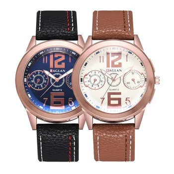 

Fashion Men Quartz Watch High Quality Leather Clock Blu Ray Glass Wristwatch Men's watch Wrist Party decoration Business Watch