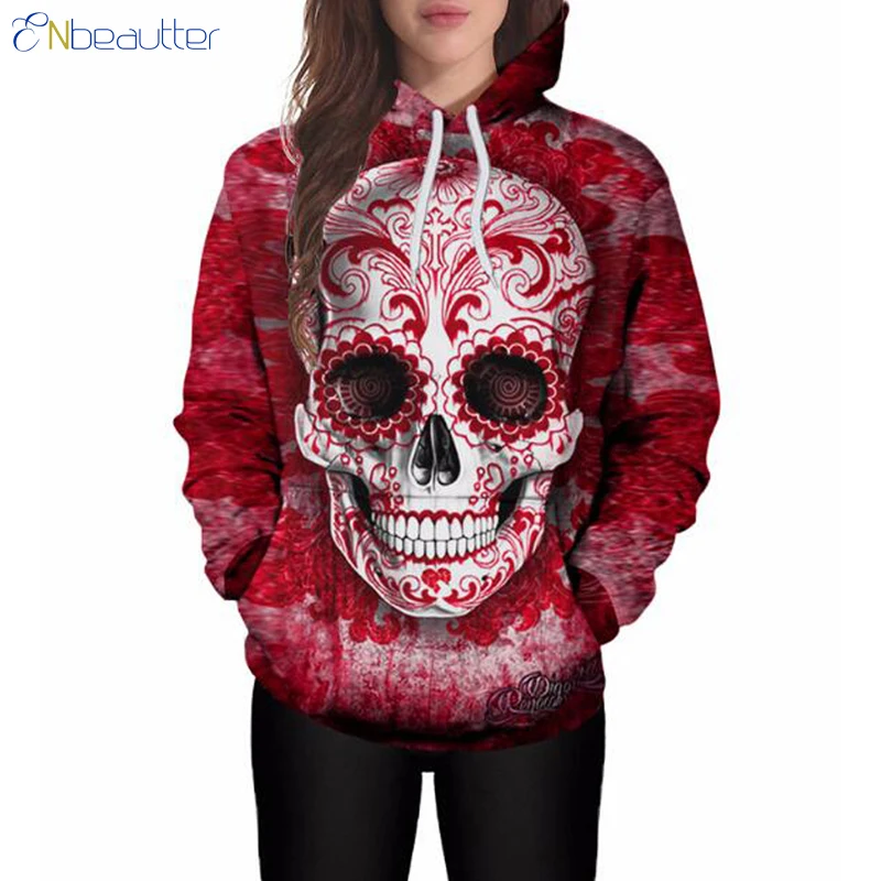 ENbeautter Halloween Clothes Women 3D Skull Head P...