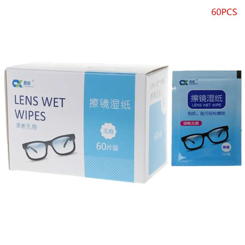 

1 Box Portable Glasses Cleaner Wet Wipes Disposable Anti Fog Misting Dust Remover Cleaning Lens Sunglasses Phone Screen Computer