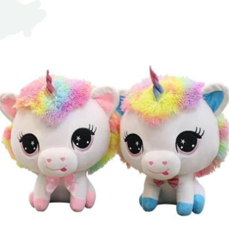 Dropshipping Large Head Stuffed Plush Unicorn Embroider Eyes Soft