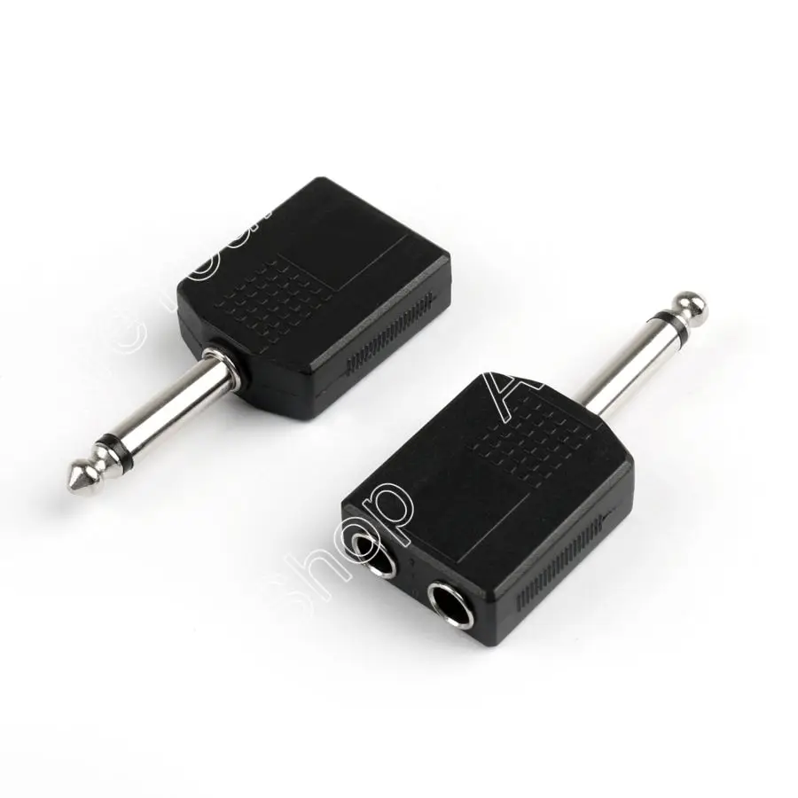

Areyourshop 1/4" 6.35mm Mono Plug Adapter to 2-Way 6.35mm Mono Jack Headphone Plug 10/100Pcs Splitter Adapter Hottest Selling