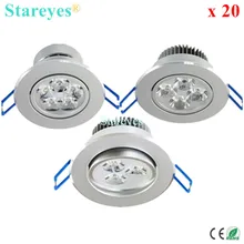 20 шт 5 Вт 4 Вт 3 Вт AC85-265V высокомощная лампа для точечного светильника потолочный светильник Теплый/холодный/чистый белый Потолочный светильник