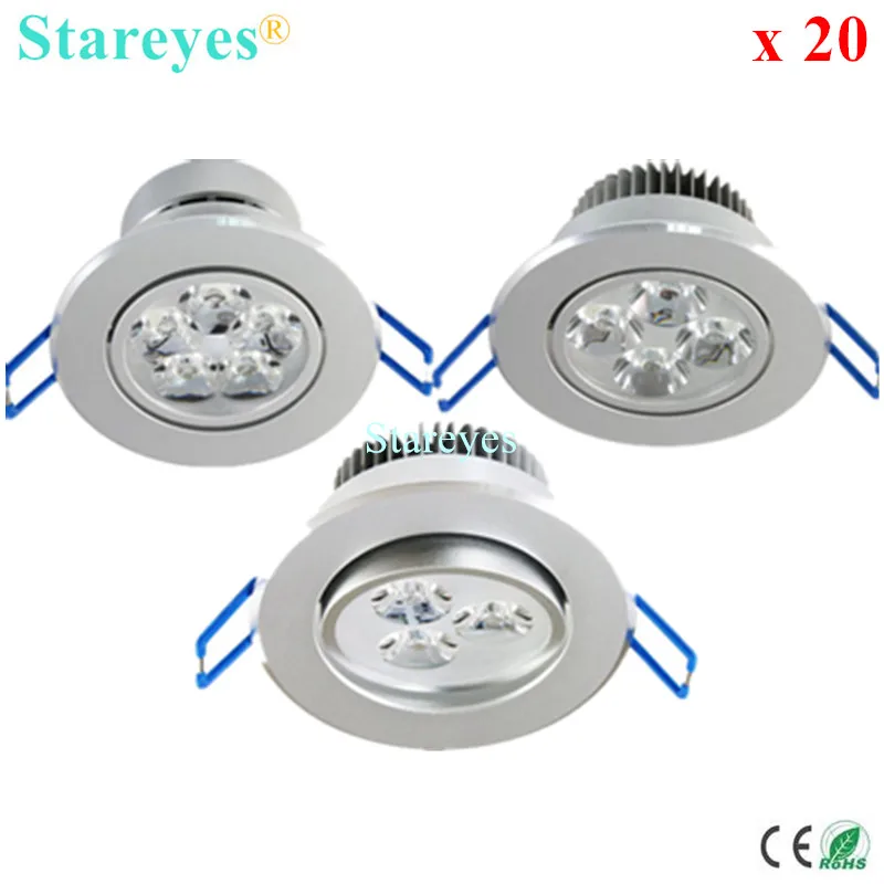 

Free shipping 20 pcs 5W 4W 3W AC85-265V High Power Downlight Light Bulb Ceiling Light Bulb Warm/Cool/Pure White Ceiling lamp