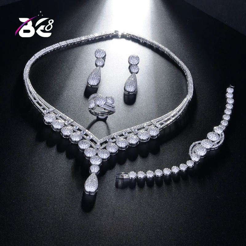 

Be 8 Shinning Big Luxury Women Engagement AAA Cubic Zirconia Necklace Earring Dubai Jewelry Set Jewellery Addiction S220