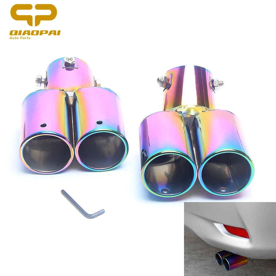 

1Piece Car Styling Modified Exhaust Tail Muffler Stainless Steel Auto Double Dual Exhaust Tips Auro Accessories For Volkswagen