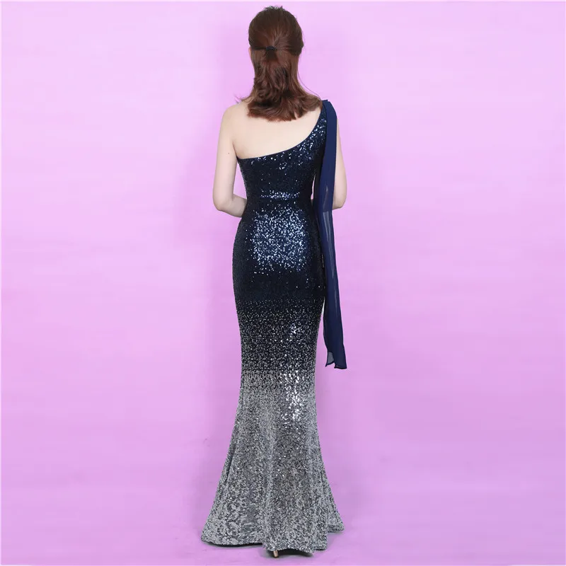 Asymétrique Promotion Polyester Coton À Paillettes gold Épaule cou Perle Longueur Plus parole Lanon Color Taille Blue Une photo 2019 Robe photo Color Élégant XIxq0wx