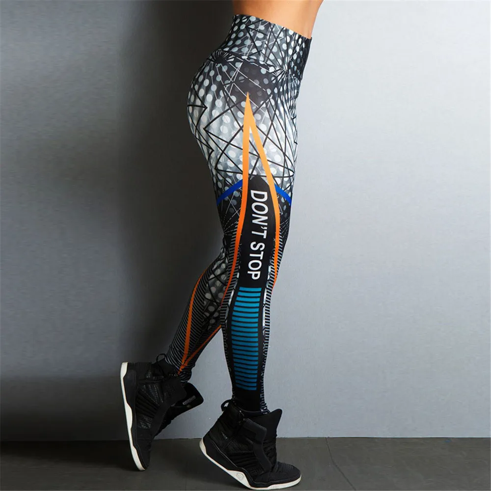 

printing Wave point line Letter Ventilation Quick drying motion pants workout leggings women shein joggers women fitness legging