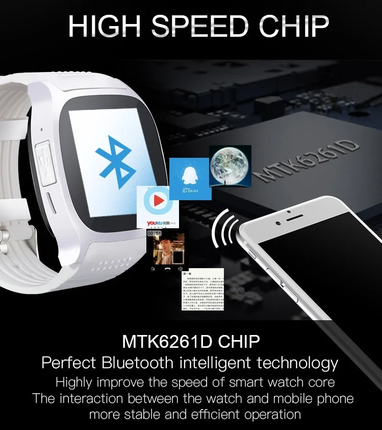 T8 Bluetooth Smart часы с слот sim карты 2.0 МП Камера mtk6261d 380mha Батарея для Android SmartWatch|bluetooth smart