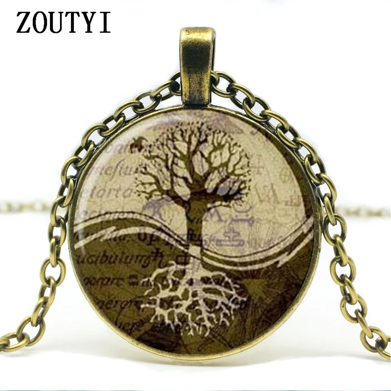 

2018 / Yin Yang Pendant Tree of Life Necklace Logo Magic Sign Glass Pendant Necklace.