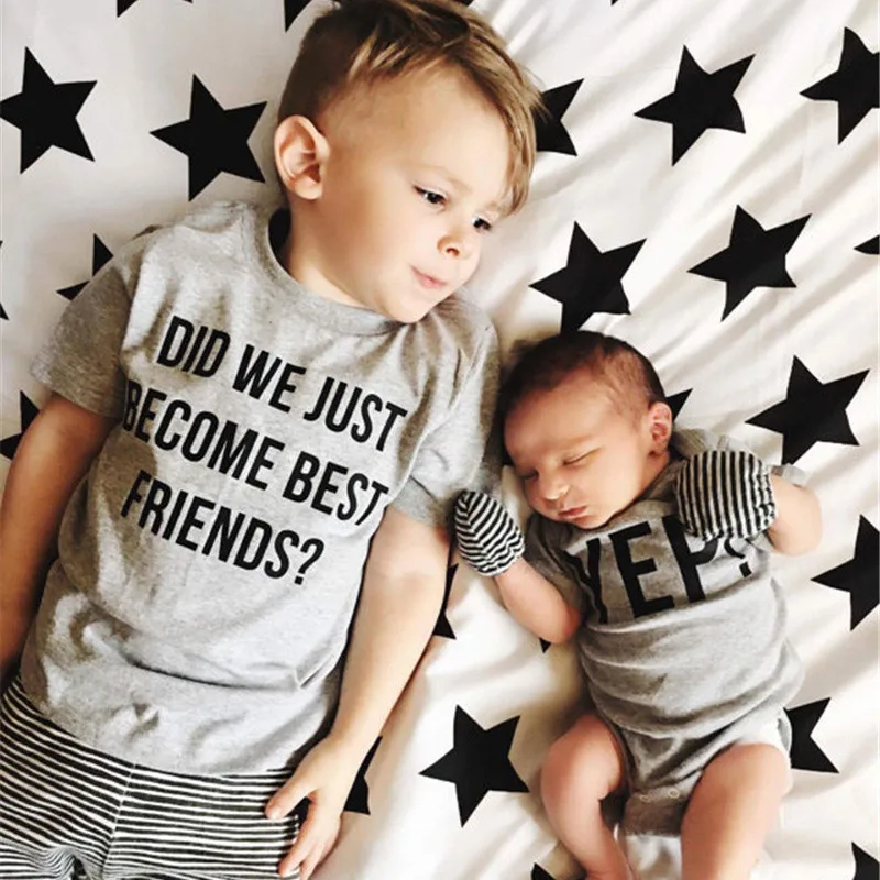 0 10 Years Old Boy's And T shirt Little Brother Baby Boy Big Boy Cotton