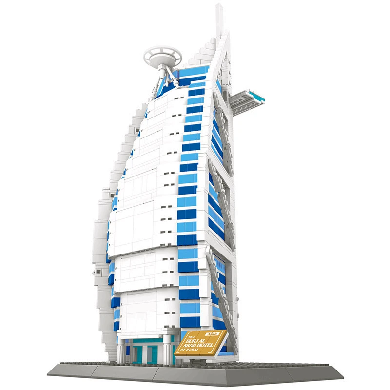 WANGE architecture Дубай Burj Al Arab строительные блоки наборы город кирпичи классический Skyline модель детского подарка игрушки