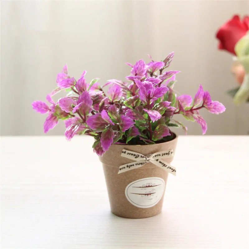 Искусственные примулы декоративное растение цветок дома искусственный цветок для декорирования маленький мини искусственный бонсаи Зеленый завод 1 комплект и ваза - Цвет: Pink