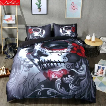 

3D Digital Print Halloween Gift 5/6.6/7 Feet 1.5m 2m 2.3m Bed Sheet Duvet Cover 4pcs Bedding Set Zombie Full King Queen Bedlinen