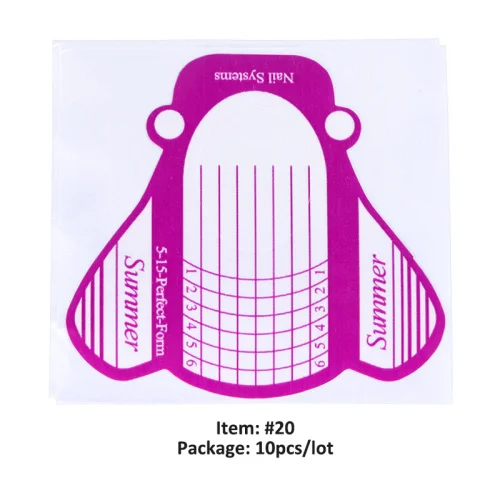STZ 10 шт. формы для дизайна ногтей для создания УФ-гелевых наконечников руководство по удлинению акриловых французских форм для ногтей маникюрный аксессуар дизайнерский инструмент#941 - Цвет: 20