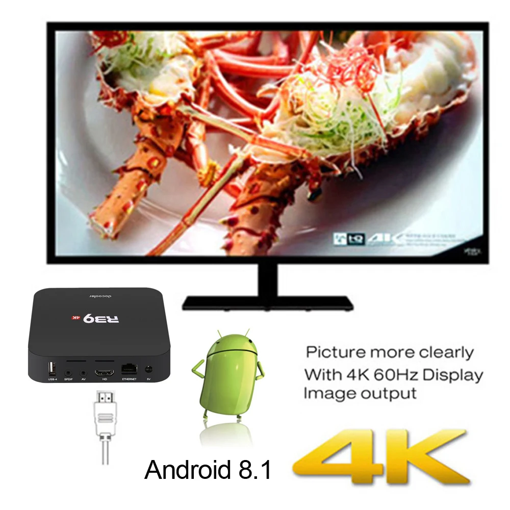 Docooler R39 Android 8,1 tv Box RK3229 четырехъядерный процессор для Смарт ТВ Android Box 4K 2 ГБ/16 Гб WiFi H.265 HD медиаплеер PK X96 Box tv