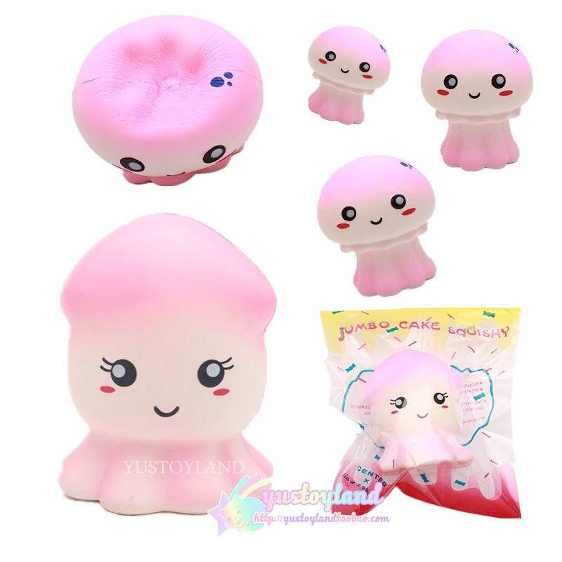 Jumbo Pink Seafood Jellyfish/Cuttlefish Squishy Super Slow Rising Kawaii Cute Phone Strap ...