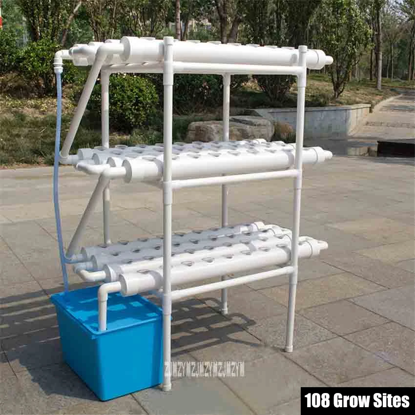 108 Holes Soilless Hydroponic Grow Kit Water Culture Pipe Set Garden Balcony Vegetable Cultivation Growing Planting System NFT