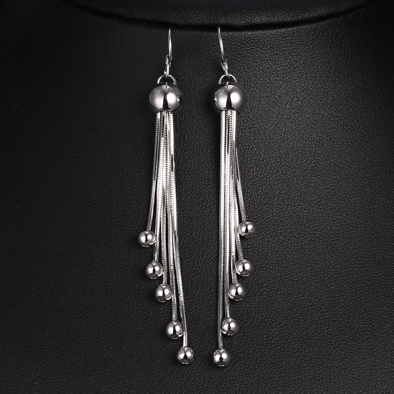 TAOLAN Новый Мода Pin Bead Hook Earrings для Для женщин темперамент длинные висячие украшения