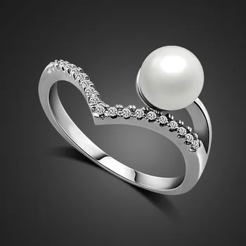 

High quality luxury pearl ring. Solid 925 sterling silver woman heart ring. Charm lady silver ring Fashion party wedding jewelr