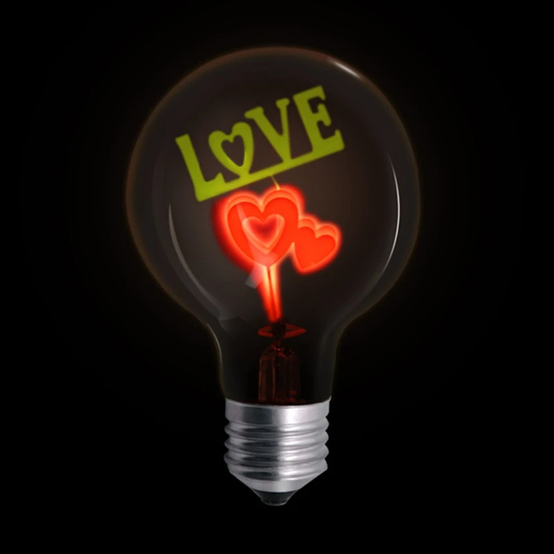 Рождественская лампочка эдисона G80 I LOVE YOU Rose романтические ночники E27 220 В