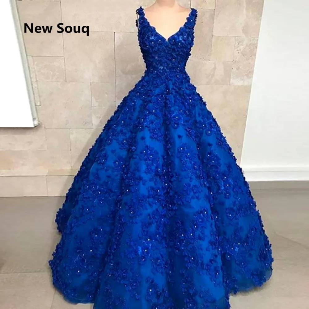Королевское синее бальное платье Бальные платья с 3D цветами хрустальные милые 16 платьев длинное платье для выпускного вечера на заказ