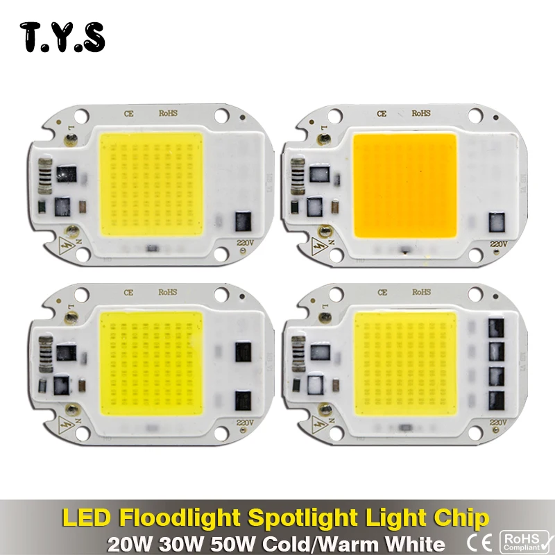 

Smart IC LED COB Chip Light Bead 220V 240V 50W 30W 20W Rectangular For Spotlight Floodlight Lamp Not Need Driver Led Spot Lights