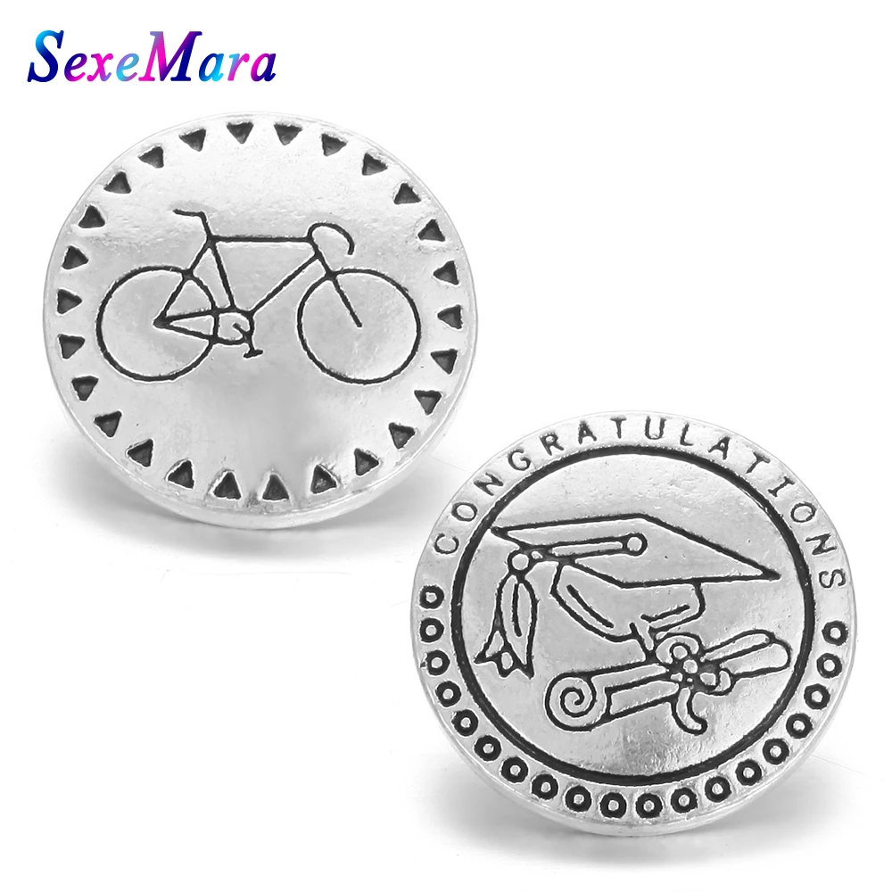 New Snap Button Jewelry Bicycle Round Metal 18mm Buttons Fit Leather Bracelet | Украшения и аксессуары