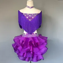 Стиль латинский танцевальный костюм сексуальные камни кисточкой латинские танцевальные платья для женщин конкурс латиноамериканских танцев платья A47 S-4XL