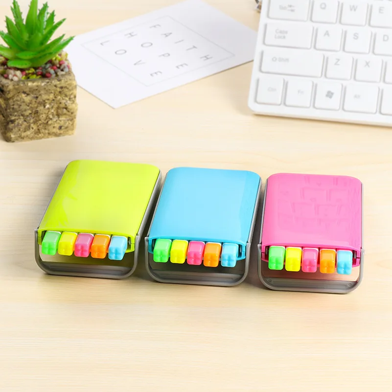 5 цветов/коробка конфетных цветов, набор ручек-хайлайтеров, мини флуоресцентные маркеры для офиса, школьные принадлежности, флуоресцентные ручки, канцелярские принадлежности